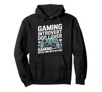 Gaming Introvert Dog Lover Gaming Never Lonely With My Dog Pullover Hoodie