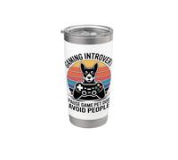 Gaming Introvert Dog Lover Pause Game Pet Dog Avoid People Stainless Steel Insulated Tumbler