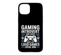 Gaming Introvert Dog Lover Quiet Life Loud Games Loyal Dog Case for iPhone 15 Plus