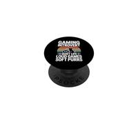 Gaming Introvert Quiet Life Loud Games Soft Purrs Cat PopSockets Adhesive PopGrip