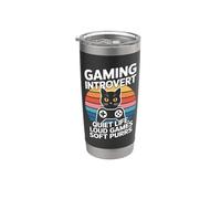 Gaming Introvert Quiet Life Loud Games Soft Purrs Cat Stainless Steel Insulated Tumbler
