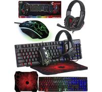 Gaming Keyboard and Mouse and Mouse pad and Gaming Headset, Wired LED RGB Backlight Bundle for PC Gamers Users - 4 in 1 Gift Box Edition Hornet RX-250