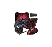 Gaming Keyboard and Mouse and Mouse pad and Gaming Headset, Wired LED RGB Backlight Bundle for PC Gamers Users - 4 in 1 Gift Box Edition Hornet RX-250