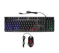 Gaming Keyboard and Mouse Combo, USB Floating Keycap 104 Keys LED Backlit Wired Gaming Mice and Keypad, for Home Office(D280 suit word transparent black) small gift