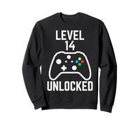 gaming level 14 unlocked funny video gamer 14th birthday art Sweatshirt