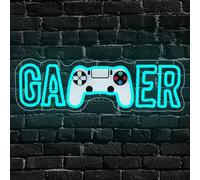 Gaming Lights for Game Room Zone Bedroom Club Party Man Cave,Gamer Neon Light Sign Gift for Gamer Boys Teen Men,Gamepad Shaped Dimmable LED Lights for Wall Art Decor USB Powered(16.5"*4.7")