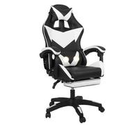 Gaming Massage Chair With Footrest Office Computer Recliner Swivel Adjustable White&black