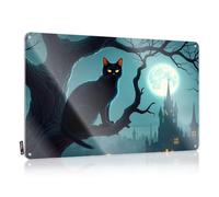Gaming Metal Tin Decor A Black Cat Perches On A Tree Branch Under A Full Moon, With A Castle In The Background Tin Sign Funny Poster Sign Bar Signs Vintage(30X40CM)