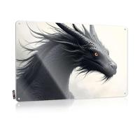 Gaming Metal Tin Decor A Fierce Black Dragon With Glowing Orange Eyes Tin Sign Funny Poster Sign Bar Signs Vintage(30X40CM)