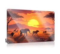 Gaming Metal Tin Decor African Savannah At Sunset With Elephants, Lions, Giraffes, And Flamingos Tin Sign Funny Poster Sign Bar Signs Vintage(30X40CM)