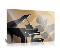 Gaming Metal Tin Decor Grand Piano With Floral Background Tin Sign Funny Poster Sign Bar Signs Vintage(20X30CM)