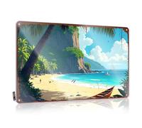 Gaming Metal Tin Decor Island Paradise: A Tropical Beach Scene With Palm Trees, Cliffs, Tin Sign Bar Funny Signs Metal Tin Sign Wall Decor(30X40CM)