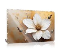 Gaming Metal Tin Decor White Flower Bloom On Golden Background Tin Sign Home Wall Decor Funny Metal Sign Tin Signs Warning(20X30CM)