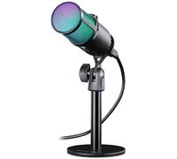 Gaming Microphone PC RGB with Stand, Defender®, for Streaming Podcast Studio, USB Microphone for PC, with 3.5 mm Headphone Jack, Table Microphone Compatible with Windows, MacOS, Laptop, Desktop