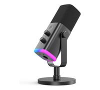 Gaming Microphone, Studio Dynamic Streaming Mic, Computer Desktop Stand Microphone for Podcast, VoiceOver, Recording, with RGB, Mute, Black-AM8