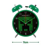 Accutime Minecraft Kids Creeper Twin Bell Alarm Clock