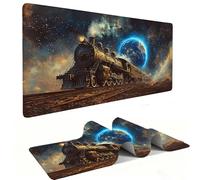 Gaming Mouse Mat 1200 x 600 mm XXL Large Gaming Mouse Pad Waterproof Mousepad Long Desk Pad with Stitched Edges Desk Mat with Rubber Base, Office Accessories for Men, Gifts (The Earth Train) B-161