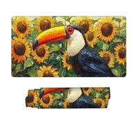 Gaming Mouse Mat 600 x 300 mm Large Gaming Mouse Pad Waterproof Mousepad with Stitched Edges Desk Mat with Rubber Base, Desk Accessories for Men, Gifts for Women (Sunflower Beaked Bird) c-834
