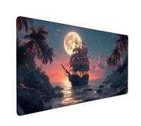 Gaming Mouse Mat 800 x 300 mm XXL Large Gaming Mouse Pad Waterproof Mousepad Long Desk Pad with Stitched Edges Mousepad with Rubber Base, Desk Accessories for Men, Gifts for Women (A Pirate Boat) N451