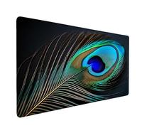 Gaming Mouse Mat 900 x 400 mm XXL Large Gaming Mouse Pad Waterproof Mousepad Long Desk Pad with Stitched Edges Mousepad with Rubber Base, Desk Accessories for Men, Gifts Women (Peacock Feathers) N-731