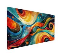 Gaming Mouse Mat 900 x 400 mm XXL Large Gaming Mouse Pad Waterproof Mousepad Long Desk Pad with Stitched Edges Mousepad with Rubber Base, Desk Accessories for Men, Gifts Women (Abstract Color) N-207