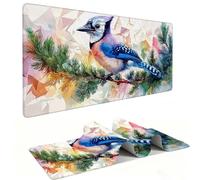 Gaming Mouse Mat 900 x 400 mm XXL Large Gaming Mouse Pad Waterproof Mousepad Long Desk Pad with Stitched Edges Desk Mat with Rubber Base, Office Accessories for Men, Gifts (Blue Jay Bird) B-720