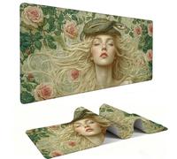 Gaming Mouse Mat 900 x 400 mm XXL Large Gaming Mouse Pad Waterproof Mousepad Long Desk Pad with Stitched Edges Desk Mat with Rubber Base, Office Accessories for Men, Gifts (Women's Flowers) B-898