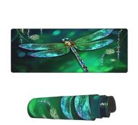Gaming Mouse Mat Abstract Green Dragonfly Large Mouse Pads Soft Mousepad, For Work, Office, Laptop, 80x30cm