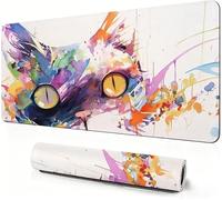 Gaming Mouse Mat Abstract Mouse Pad large Cat 500 x 250x3mm Extended Desk Mat large, Keyboard Pad and Desk Accessories, Water-Resistant Surface and Non-Slip Base Mousemat for Office Deco DZ-79
