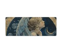 Gaming Mouse Mat Angel with Blue Wings Large Mouse Pad Extended Mouses Pad Desk Mat Non-Slip Rubber Base Mice Pads Table Mats for Office Game Home 30x80cm