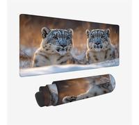 Gaming Mouse Mat Animal Large Mouse Pad 600x300x3mm, Snow Leopard Desk Mat with Stitched Edges, Waterproof Extended Desk Pad with Non-Slip Rubber Base, Gaming Accessories for Macbook, PC, Model 832