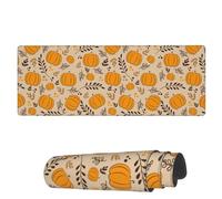 Gaming Mouse Mat Autumn Pumpkin Doodle Leaves Large Mouse Pads Washable Desk Pad, For Desk, Work, Office, 80x30cm