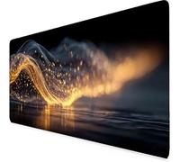 Gaming Mouse Mat Black and Gold Mouse Pad Line Desk Mat Large 80 x 40cm Protector Desk Pad Non-Slip Rubber Base with Stitched Edges, for Computer, Home Office (Black and Gold,Line 800x400x3mm) c1507
