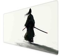Gaming Mouse Mat Black Mouse Pad Warrior Desk Mat Large 90 x 40cm Protector Desk Pad Non-Slip Rubber Base with Stitched Edges, for Computer, PC, Laptop, Home Office (Black,Warrior 900x400x3mm) o4917
