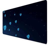 Gaming Mouse Mat Blue Mouse Pad Love Desk Mat Large 80 x 40cm Protector Desk Pad Non-Slip Rubber Base with Stitched Edges, for Computer, PC, Laptop, Home, Office, Work (Blue,Love 800x400x3mm) c4643