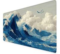 Gaming Mouse Mat Blue Mouse Pad Sea Desk Mat Large 90 x 40cm Protector Desk Pad Non-Slip Rubber Base with Stitched Edges, for Computer, PC, Laptop, Home, Office, Work (Blue,Sea 900x400x3mm) o3069