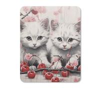 Gaming Mouse Mat Cat And Cherry Table Mat Portable Small Gaming Mouse Pad, For Desk, Travel, Study, Work, 25x30cm