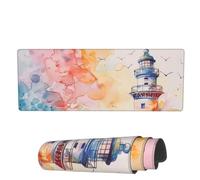 Gaming Mouse Mat Colorful Lighthouse Sea Large Mouse Pads Durable Desk Pad, For Home, Desk, Computer, 80x30cm