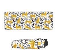 Gaming Mouse Mat Cute Doodle Cheetahs Butterfly Flower Large Mouse Pads Soft Mousepad, For Work, Desk, Travel, 80x30cm
