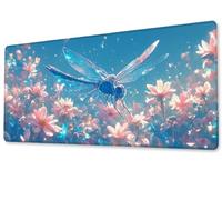 Gaming Mouse Mat Desk Office Mouse Pad Large Size 700x300 XXL Extended Comfortable Mousepa, With Non-Slip Rubber Water-Resistant Surface Improved Precision and Speed，for Male Gift Dragonfly zj-358