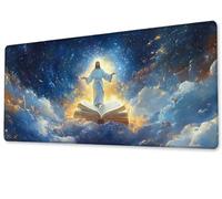 Gaming Mouse Mat Desk Office Mouse Pad Large Size 700x400 XXL Extended Comfortable Mousepa, With Non-Slip Rubber Water-Resistant Surface Improved Precision and Speed Desk Mat，for Male Gift Jesus zj416