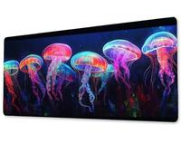 Gaming Mouse Mat Desk Office Mouse Pad Large Size 700x400 XXL Extended Comfortable Mousepa, With Non-Slip Rubber Water-Resistant Surface Improved Precision and Speed，for Male Gift Jellyfish zj-12