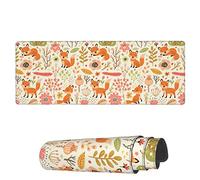 Gaming Mouse Mat Doodle Cute Fox And Flower Large Mouse Pads Durable Writing Mat, For Laptop, Study, Home, 80x30cm