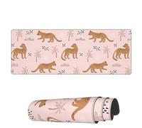 Gaming Mouse Mat Doodle Leopards Tree In Pink Large Mouse Pads Durable Writing Mat, For Computer, Travel, Laptop, 80x30cm