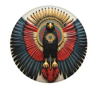 Gaming Mouse Mat Eagle Abstract Feather Native American Vintage Gaming Mouse Pad Decor With Non-Slip Rubber Base Stitched Edges Table Mat, For Desk, Home, Study, Work, 20cm