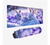 Gaming Mouse Mat Flower Large Mouse Pad 700x300x3mm, Rabbit Desk Mat with Stitched Edges, Waterproof Extended Washable Desk Pad with Non-Slip Rubber Base, Gaming Accessories for PC, Laptop, Model 391