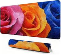 Gaming Mouse Mat Flowers Mouse Pad large Rose 800 x 400 x 3mm Extended Desk Mat large, Keyboard Pad and Desk Accessories, Water-Resistant Surface and Non-Slip Base Mousemat for Office Deco DZ-452