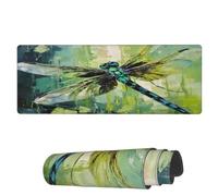 Gaming Mouse Mat Grunge Green Dragonfly Large Mouse Pads Durable Writing Mat, For Study, Work, Desk, 80x30cm