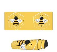 Gaming Mouse Mat Hand Drawn Bee In Yellow Large Mouse Pads Soft Writing Mat, For Office, Study, Work, 80x30cm