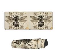 Gaming Mouse Mat Hand Drawn Black Bee Large Mouse Pads Durable Mousepad, For Office, Desk, Laptop, 80x30cm